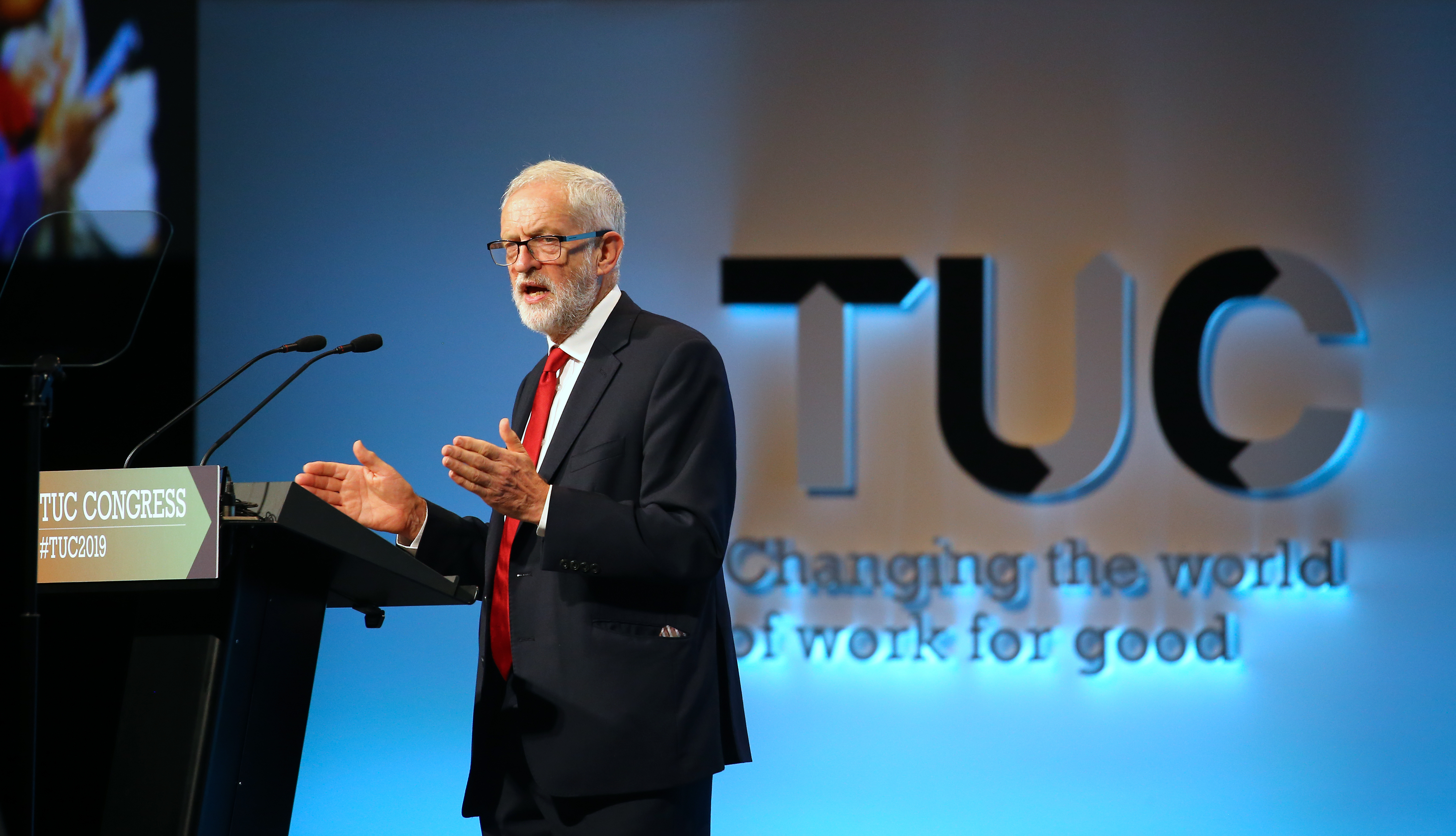 Image result for corbyn at tuc conference 2019