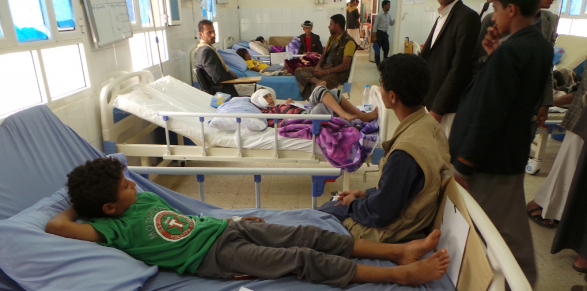 Children who survived a Saudi airstrike rest in the hospital in Saada, Yemen