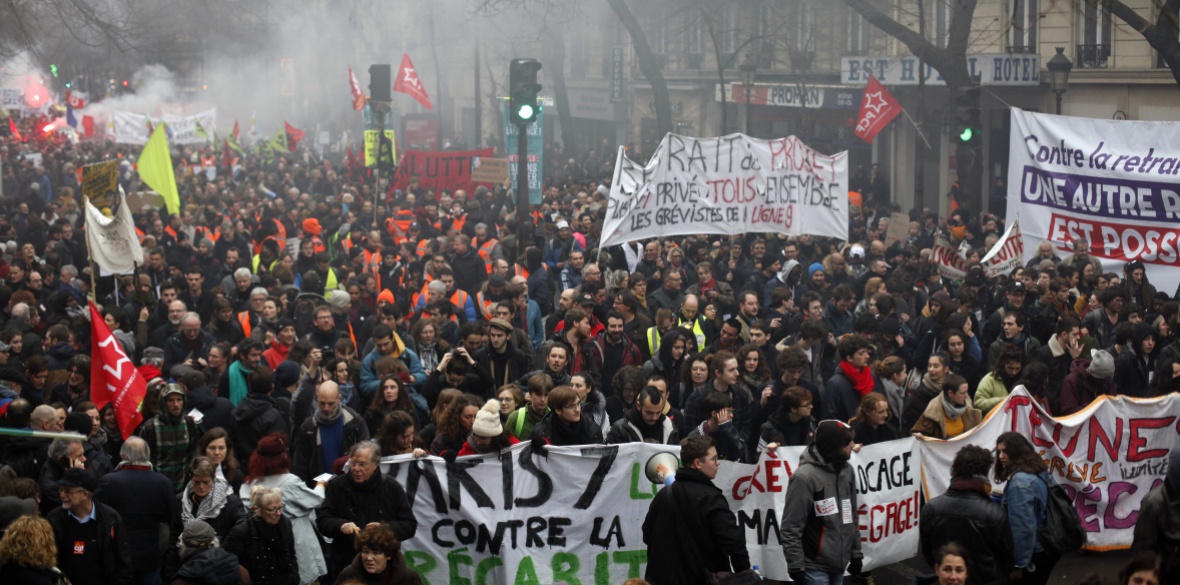  Rail workers, teachers, doctors, lawyers and others join a nationwide day of protests and strikes Thursday to denounce French President Emmanuel Macron's plans to overhaul the pension system