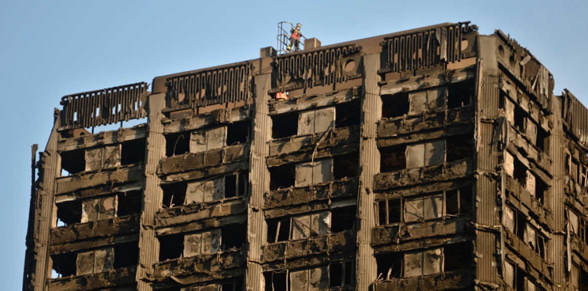 London burnt-out Grenfell Tower