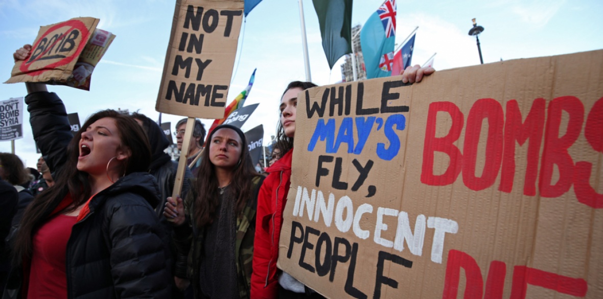 British demonstrators against bombing Syria