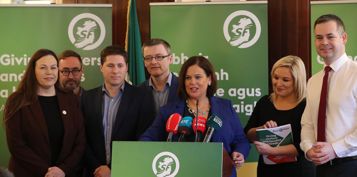 Sinn Fein leader Mary Lou McDonald speaks at a press conference at Wynn's Hotel in Dublin, on Sunday