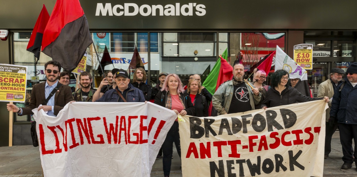 Striking McDonald's workers and supporters in England. Photo: Neil Terry Photography