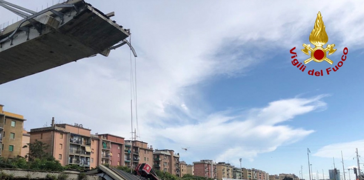 The collapsed bridge in Genoa