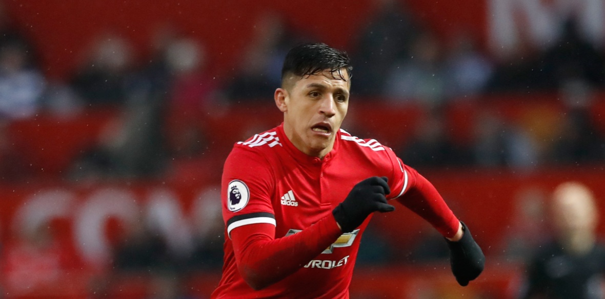 Alexis Sanchez playing for Manchester United