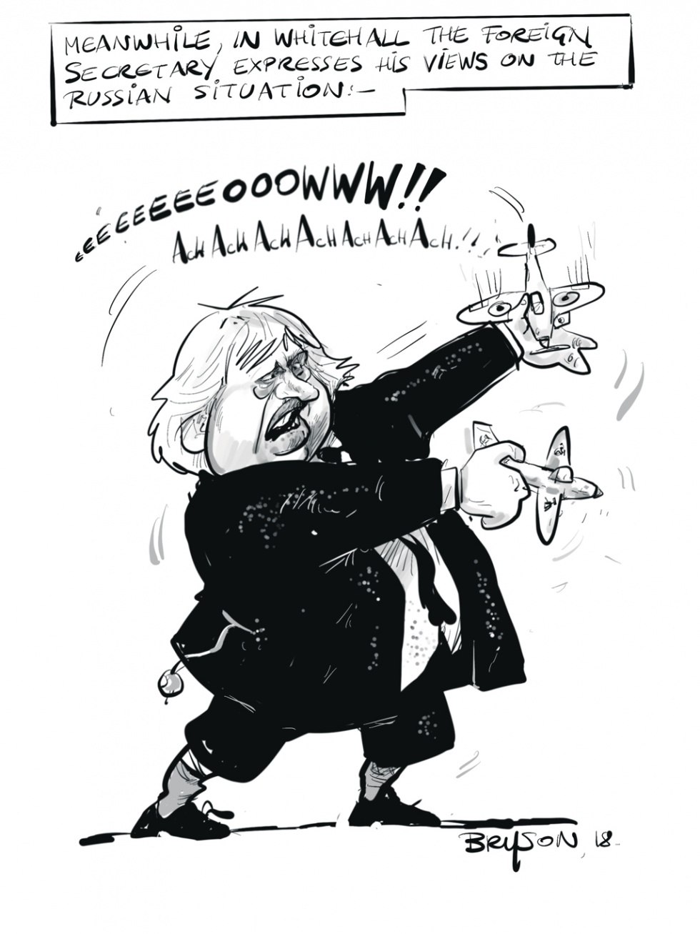 Boris Johnson and Russia, cartoon