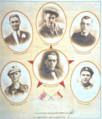 A 1938 poster showing Oldham International Brigade volunteers who fell in Spain, in Oldham Gallery's local history collection 