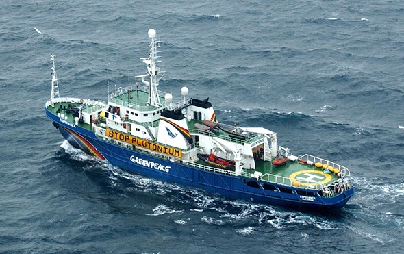 Greenpeace’s ship, the Esperanza, on the high seas