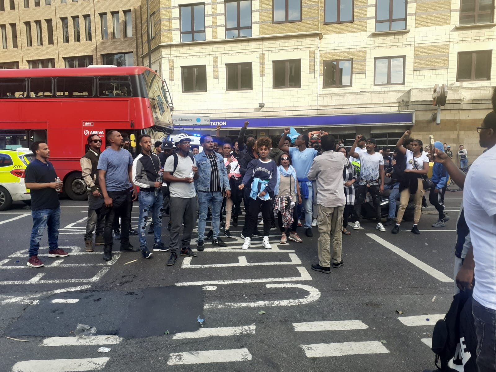 Protesters outside the Eritrean embassy in Islington, north London, on September 4, 2022