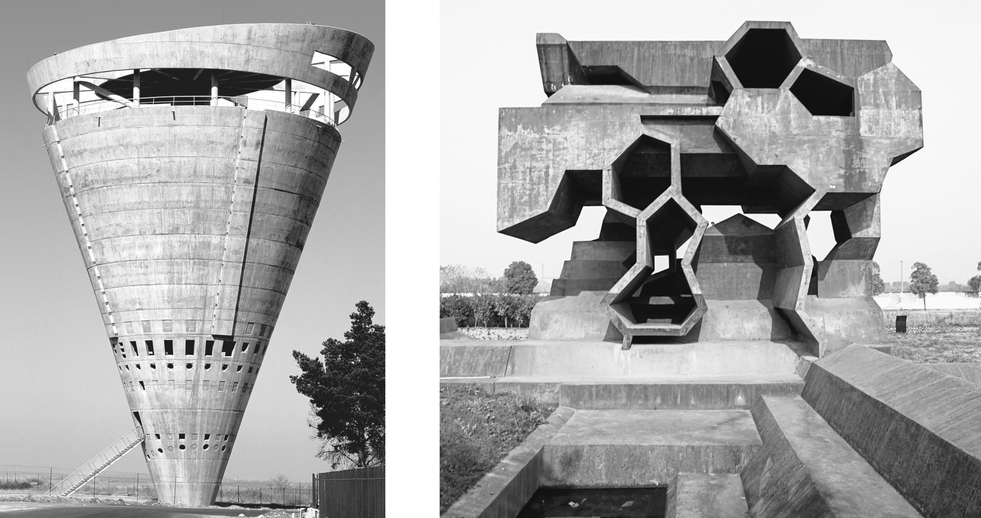 rand Central Water Tower, GAPP Architects & Urban Designers, Midrand, South Afica, 1996 and (right) Reading Pavilion, Jinhua Architecture Park by Herzog & de Meuron, Jinhua, China, 2006