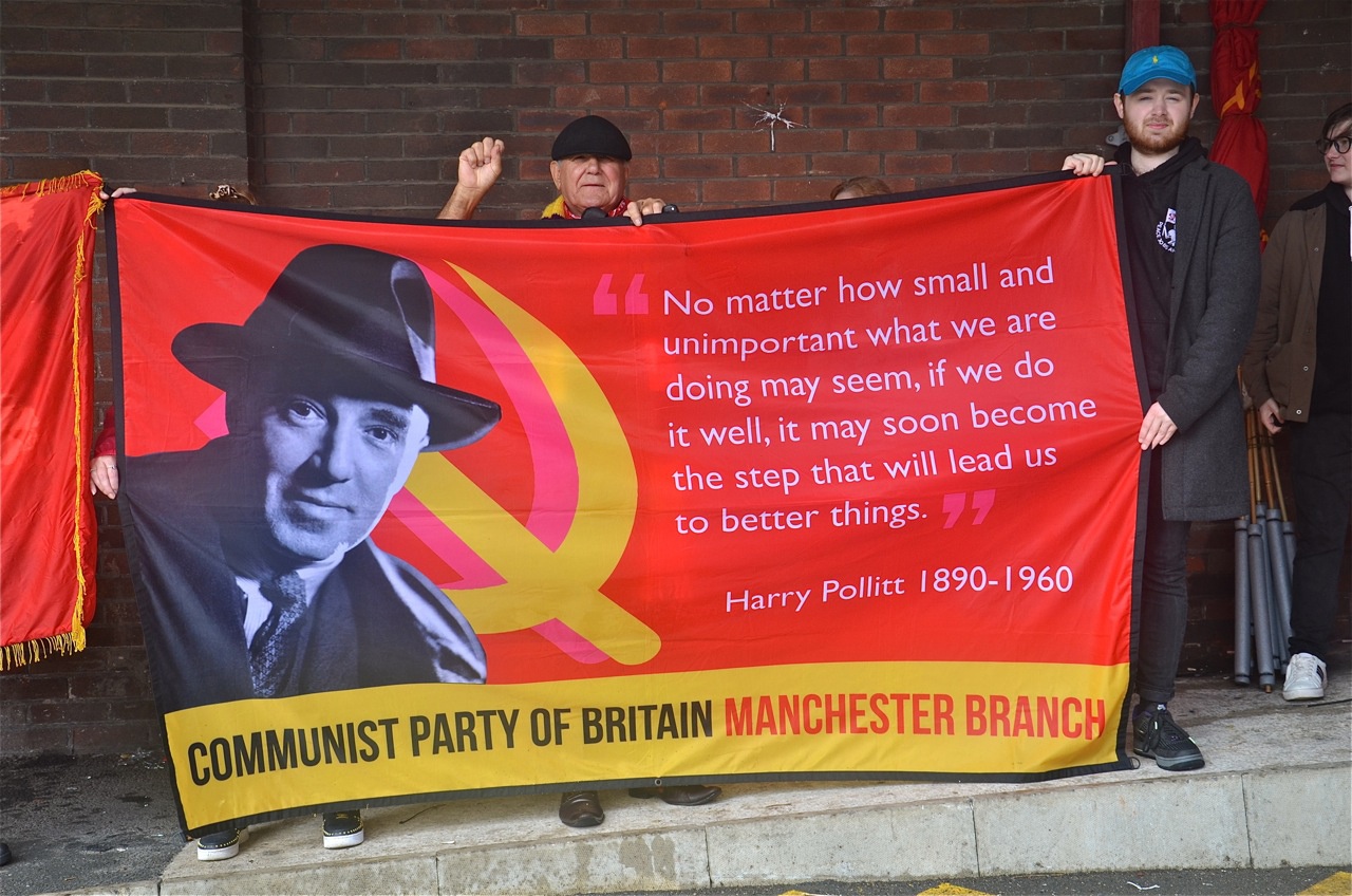 Members of the Greater Manchester Communist Party salute Harry Pollitt