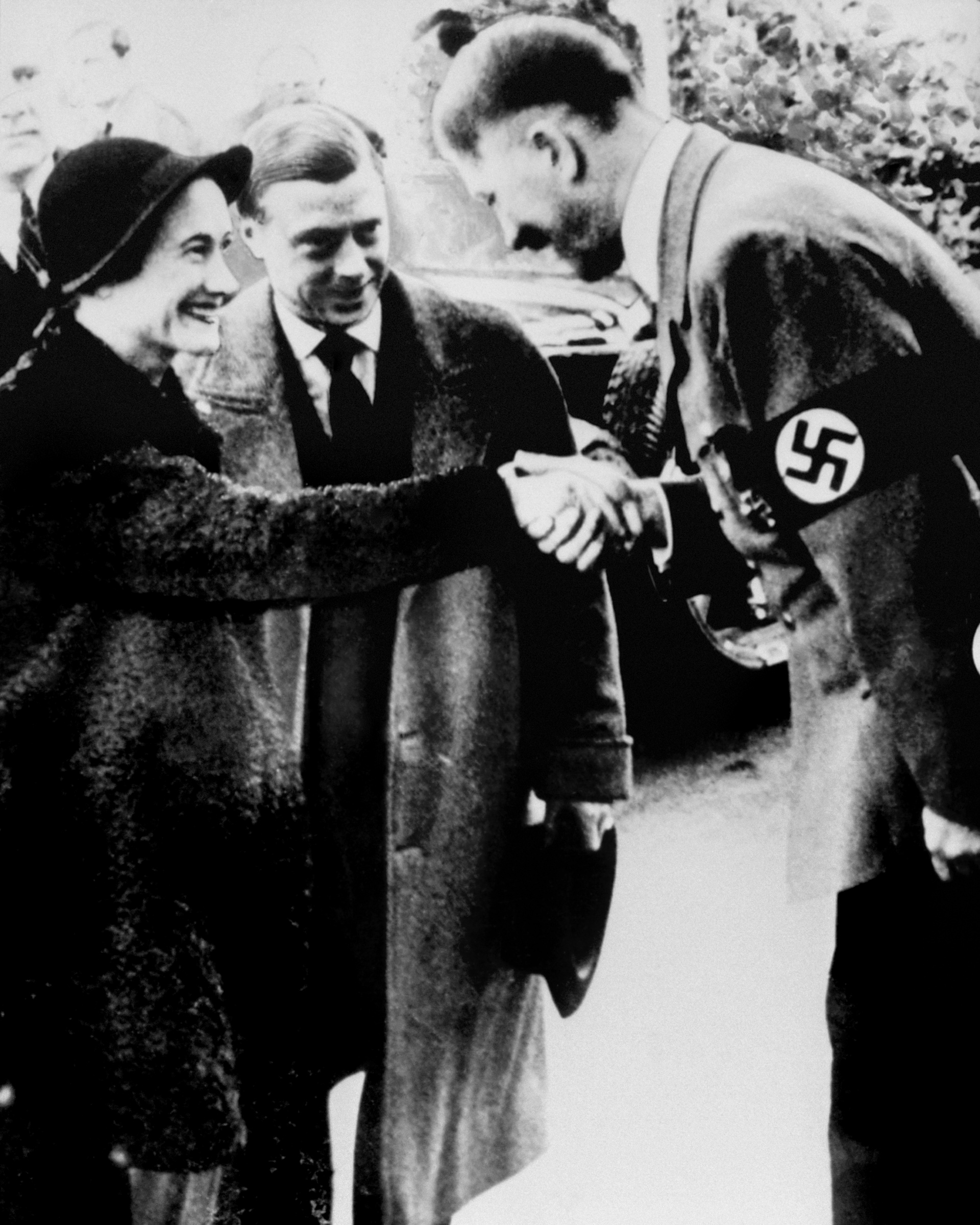 The Duke and Duchess of Windsor at their controversial meeting with German leader Adolf Hitler in Munich, 1937. Secret documents revealed the state considered the Prince to be pro-Nazi.