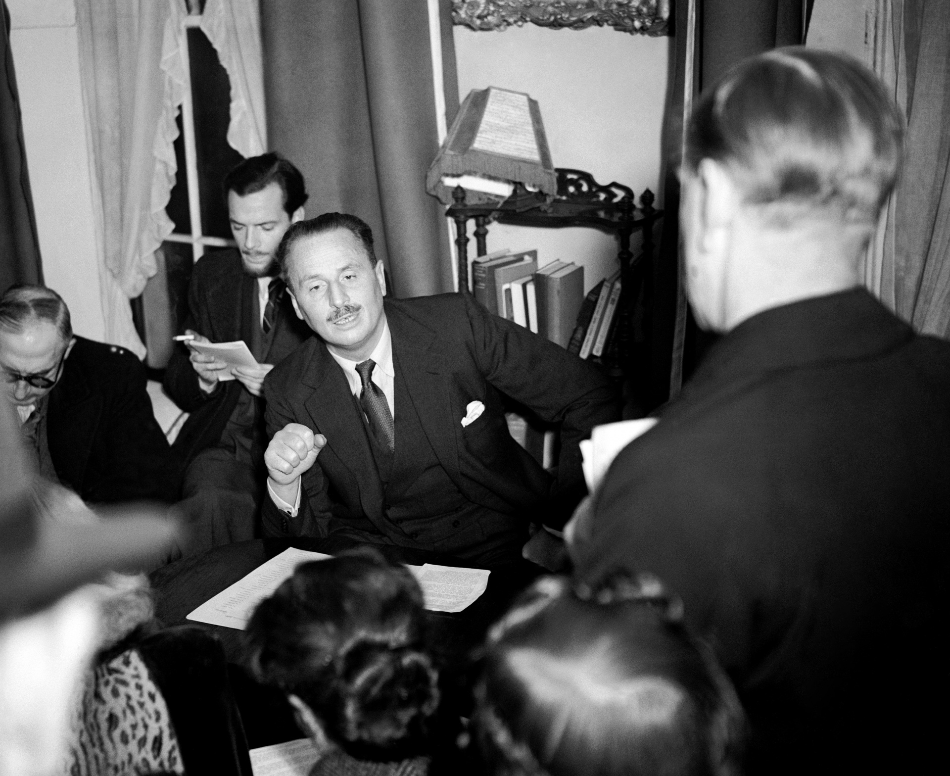 Sir Oswald Mosley announces his plans for a new "Union Movement" to replace his British Union of Fascists, London, 1947