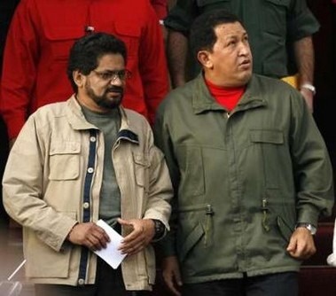Iván Márquez, the current leader of FARC-EP, with Hugo Chavez in 2007