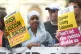 Stand Up To Racism demonstrators outside the Old Bailey in L
