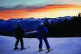 Man-made snow: Skiers look over the Rocky Mountains while sk