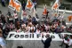 Activists block the entrance to the European Investment Bank