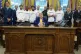 President Donald Trump meets with members of the Juventus soccer club in the Oval Office of the White House, Wednesday, June 18, 2025, in Washington. 