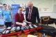 First Minister John Swinney with medical staff Louise Kirkby (centre) and leading physiotherapist Karen Laird, during a visit to Falkirk Community Hospital in Falkirk, July 9, 2025