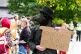 People take part in the counter-protest, organised by Stand Up to Racism, to the 