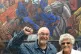 David Rosenberg with the late Beatty Orwell, in front of the Cable Street mural. Photo: Author Supplied 