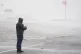 A person wheeling his bike on the promenade in Salthill, Galway. Storm Amy will bring damaging winds to the island of Ireland with every county under weather warnings on Friday. Wind speeds could reach up to 80mph (130km/h) along the most exposed coastal areas of the island, with fallen trees and power outages among the potential impacts. Picture date: Friday October 3, 2025