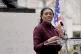 Conservative Party leader Kemi Badenoch speaks at the Ronald Reagan statue re-dedication ceremony in Grosvenor Square, London, October 17, 2025