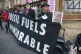 Extinction Rebellion Scotland activists hold a rally outside various offices of insurance companies in Glasgow, October 29, 2024