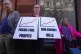 Unite union members take part in national day of action over energy bill hikes, as part of the Unite Energy 4 All campaign, outside the offices of Ofgem in Glasgow, April 1, 2025