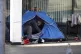 A homeless man in a tent in the centre of Liverpool