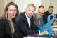Sarra Hoy and Chris Hoy (second left), during a roundtable on prostate cancer hosted by Scotland’s First Minister John Swinney in Edinburgh on August 8 2025; (inset) The light blue ribbon symbol of prostate cancer awareness / Blue ribbon pic: Pic: MesserWoland/CC