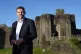Plaid Cymru Leader Rhun ap Iorwerth in front of Caerphilly Castle after victory for the party in the Caerphilly Senedd by-election, October 24, 2025