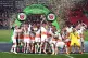 West Ham United's Declan Rice lifts the UEFA Europa Conference League Trophy following victory over Fiorentina in the UEFA Europa Conference League Final at the Fortuna Arena, Prague, June 7, 2023