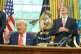 US President Donald Trump and Britain's then ambassador to the United States Peter Mandelson in the Oval Office of the White House, Washington, May 8, 2025