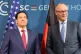 U.S. Secretary of State Marco Rubio, left, and Germany's Chancellor Friedrich Merz meet in Munich, Germany, Friday, Feb. 13, 2026, at the Munich Security Conference
