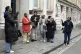 Kwabena Devonish (second left) outside Bristol Crown Court, where she is accused of expressing support for Hamas during a speech in November 2023, March 16, 2026