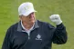 US President Donald Trump walks onto the first tee of the New Course, the second championship course at Trump International Golf Links, on the Menie Estate in Balmedie, Aberdeenshire, July 29, 2025