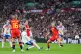 England's Lauren Hemp, third from left, attempts to score during the Women's 2027 World Cup group C qualifier soccer match between England and Spain in London, April 14, 2026