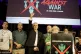 Mustafa Barghouti (fist raised) at the International Conference Against War Pic: Steve Eason