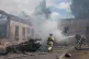 Rescue workers put out a fire at a building destroyed after a Russian strike on Zaporizhzhia, Ukraine, June 26, 2026