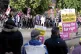 THEY SHALL NOT PASS: Taking a stand, outside the Highfield Hotel in Southampton, against amassed far-right protesters in the wake of a knife attack in Belfast last Tuesday