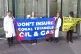 Protesters outside the Gherkin offices of reinsurer Swiss Re. Photo: No New Workers