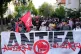 Protesters gather before a party convention of Alternative for Germany, or AfD in Erfurt, Germany, July 4, 2026