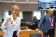 European Union foreign policy chief Kaja Kallas rings a bell to signify the start of a round table meeting of EU foreign ministers in Brussels, July 13, 2026