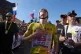 Slovenia's Tadej Pogacar, wearing the overall leader's yellow jersey, celebrates after winning the nineteenth stage of the Tour de France cycling race with start in Gap and finish in Alpe d'Huez, France, July 24, 2026