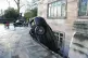 A Mercedes C Class car crashes into the basement of a luxury