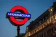 A London Underground roundel at Oxford Circus station, in Lo