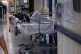 A patient bed on an NHS hospital ward in England
