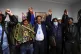 Luis Arce (centre) Bolivian presidential candidate for the M