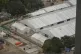 An aerial view of an under construction COVID-19 hospital th